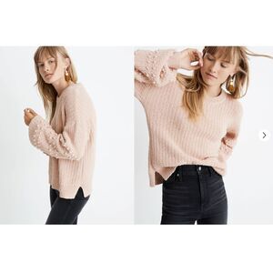 Madewell Bobble-Sleeve Pullover Sweater 100% Cotton Pink Size Small